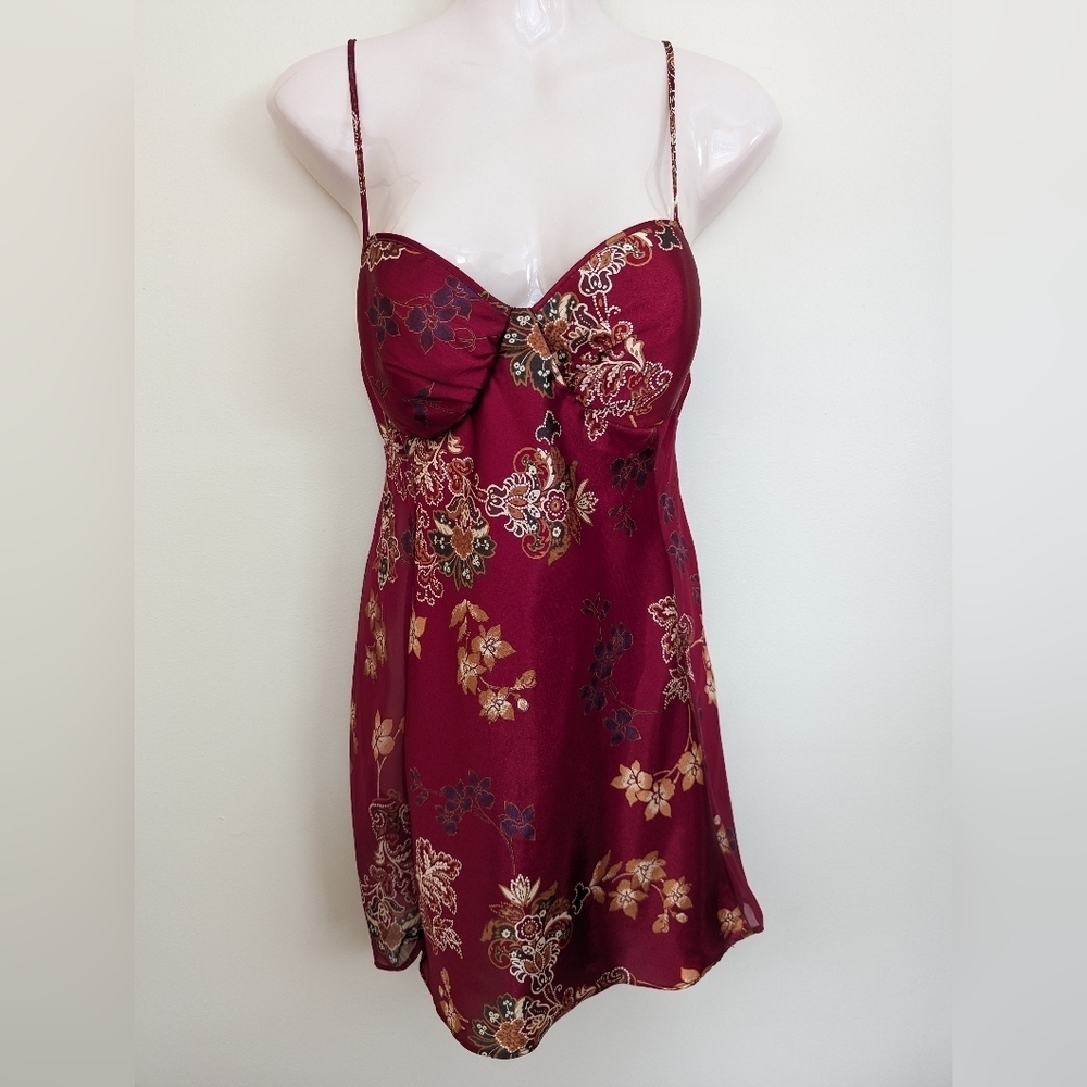 Vintage Linda red floral slip lingerie XL